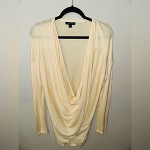 H by Halston Long Sleeve Crossover Cream Cardigan Flowy Feminine XS Balletcore